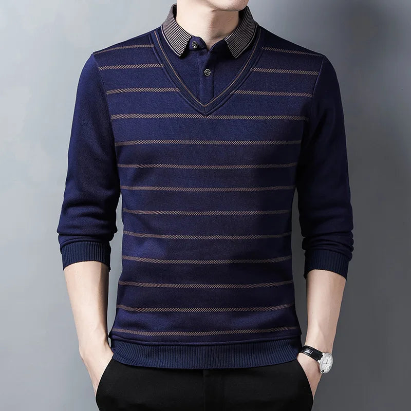 Remy Sogno Layered Look Long Sleeve Polo