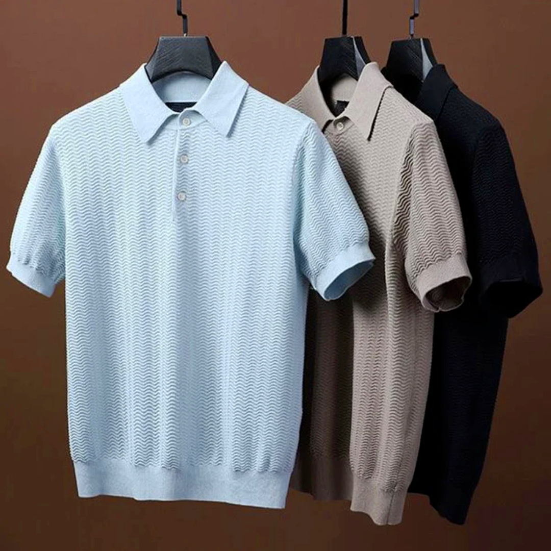 Lorano Riccato Wave Knit Polo Shirt