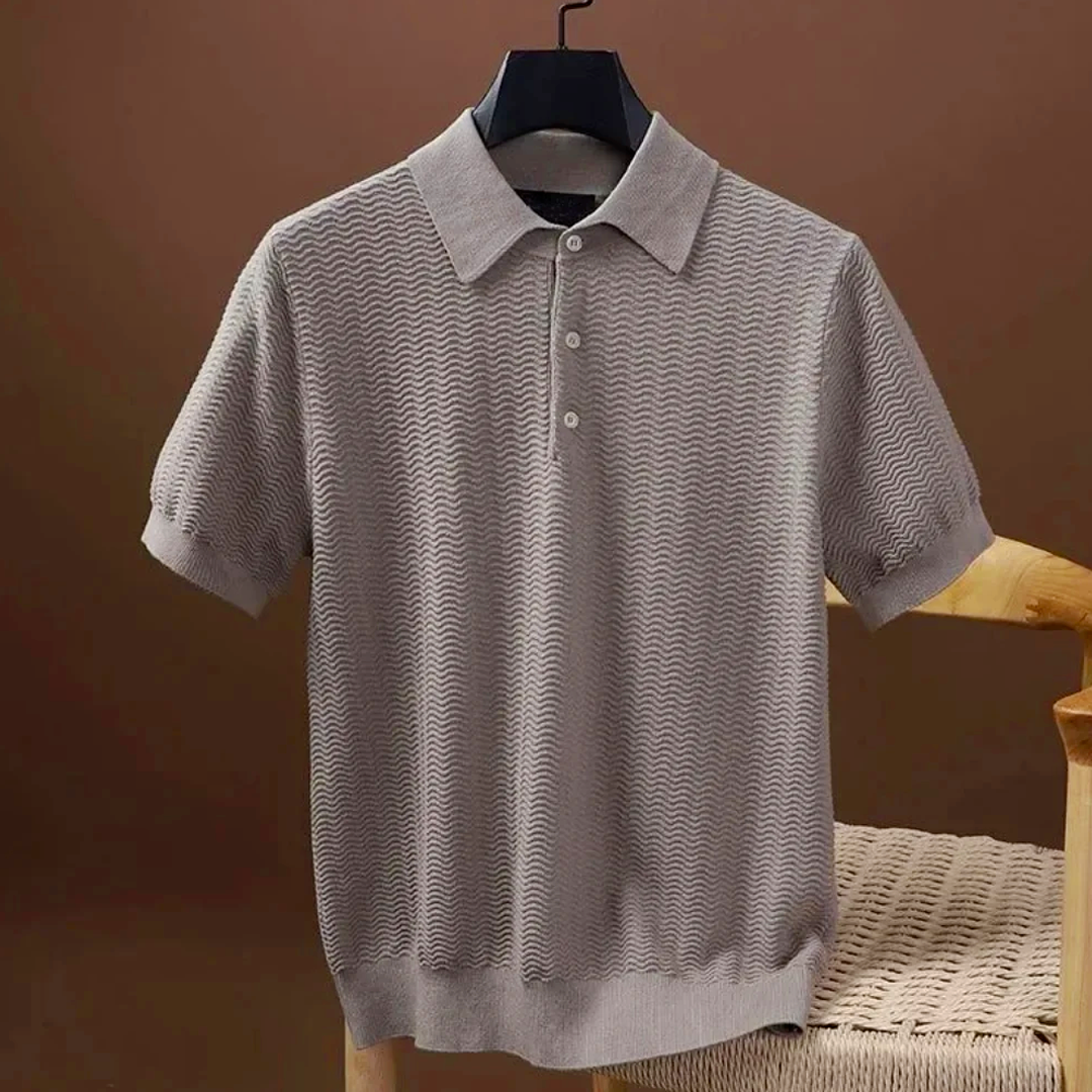 Lorano Riccato Wave Knit Polo Shirt