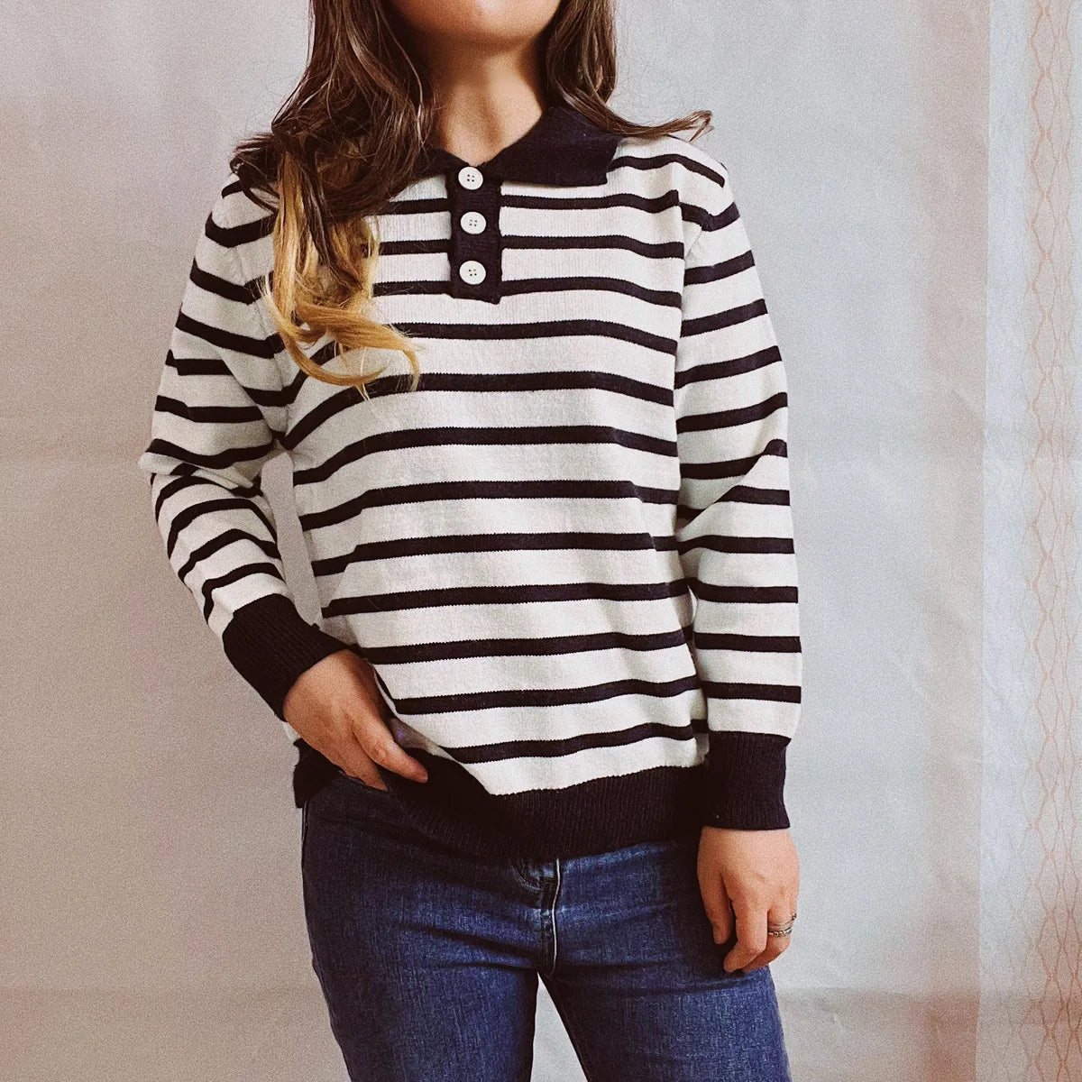 Emilia Monte Striped Casual Sweater