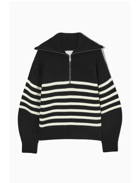 Rivelle Striped Half Zipper Turtleneck