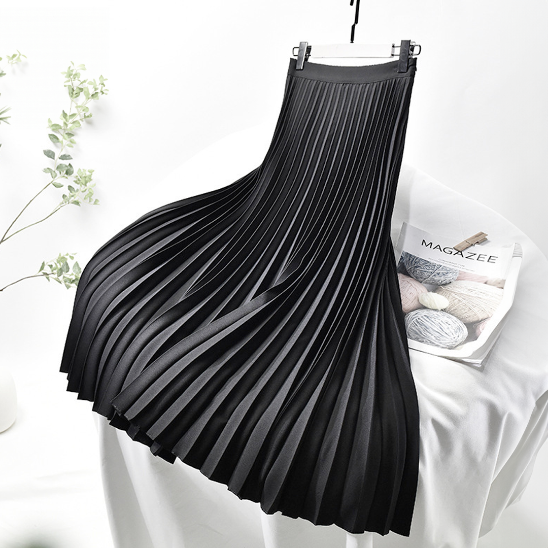 Clarissa Costanzo Pleated Satin Skirt